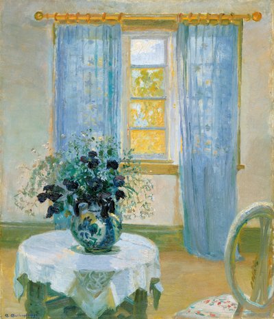 Interior con clemátides de Anna Ancher